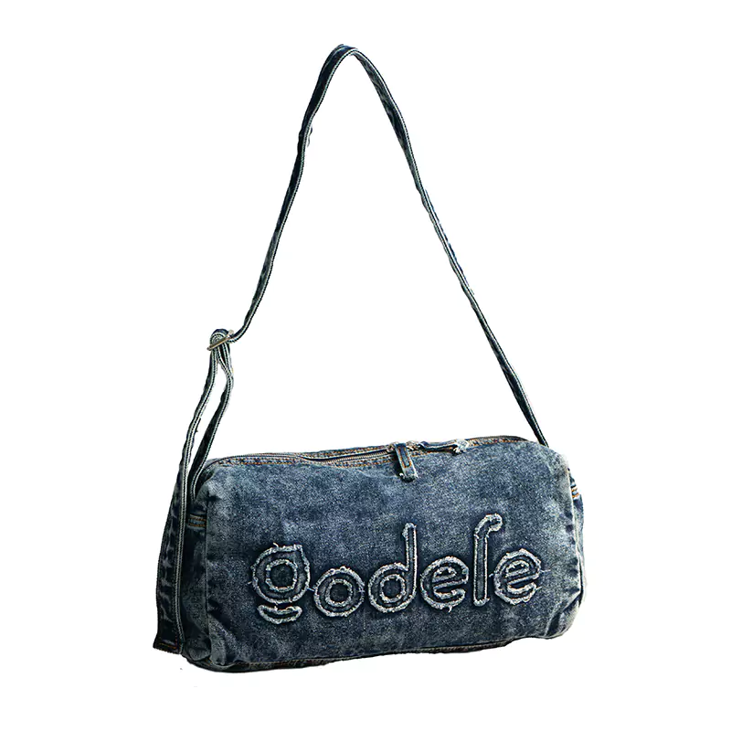 Gewassen denim schoudertas
