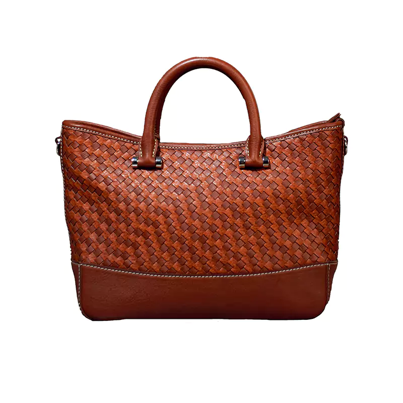 Geweven leren crossbodytas